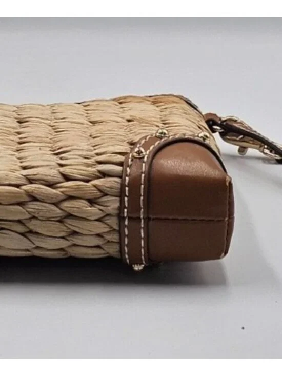 Michael Kors Women's Watermelon Raffia Malibu Straw XL Clutch Zip Wristlet 3304 - Picture 6 of 14